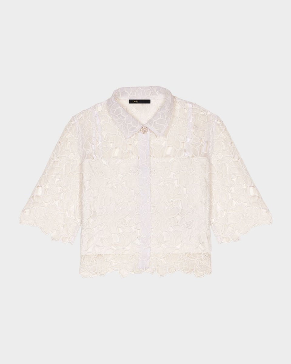 Ciblanche Lace Guipure Button-Front Shirt